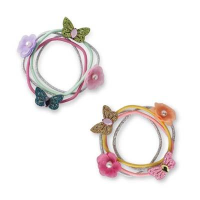 Pink Poppy Spring Garden Hair Elastics - set of 4