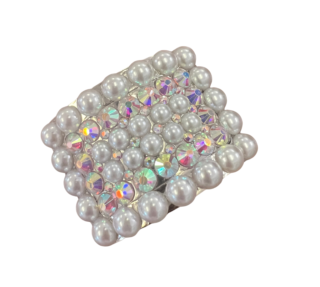 Irish Hard Shoe Buckle - Grace - Pearl and AB Diamante