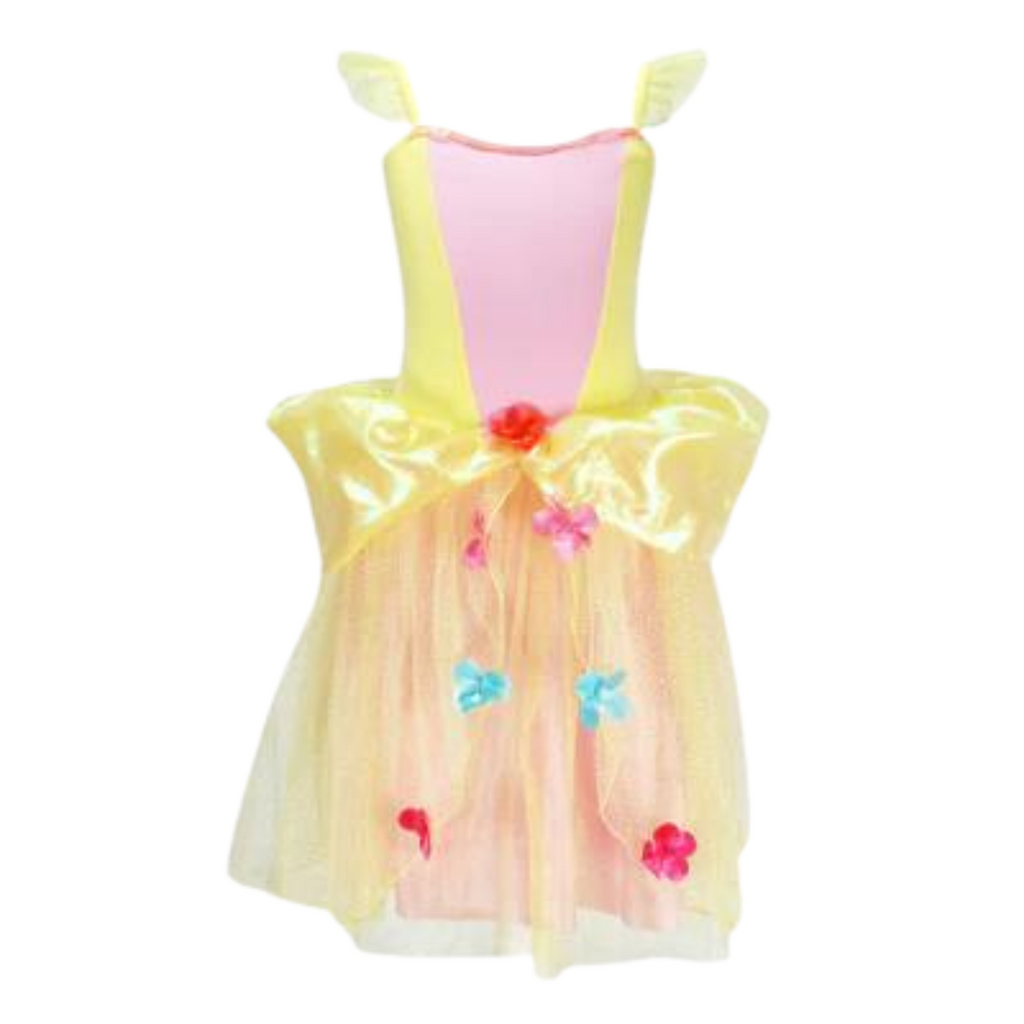 Pink Poppy Flower Fairy Yellow Dress