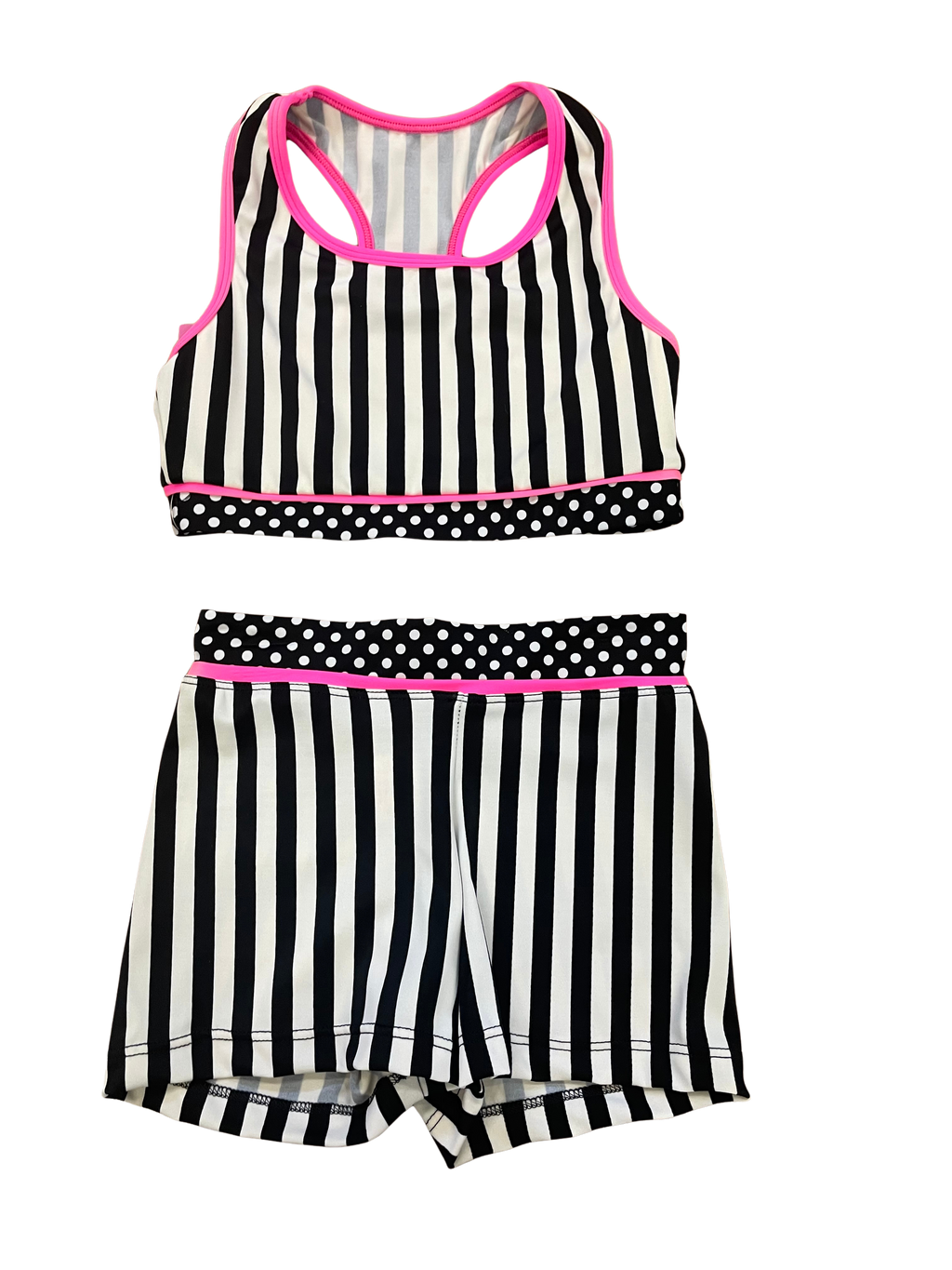 Identity Costuming Gym Set - Black Stripe | Hot Pink