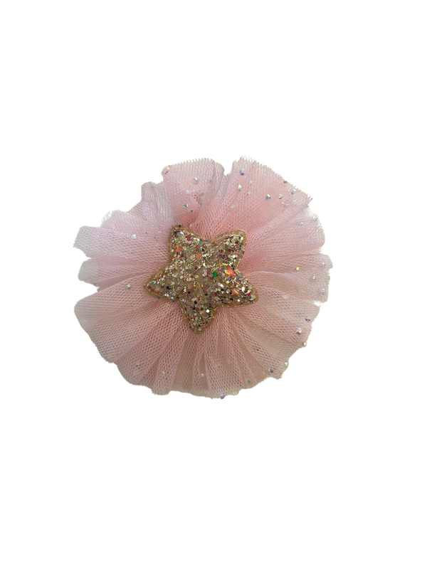 Pink Poppy Pirouette Glitter Star Tulle Hairclip