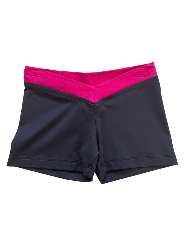Ditto Dancewear V-Waist Children's Jazz Shorts - Nylon Lycra Pink Band