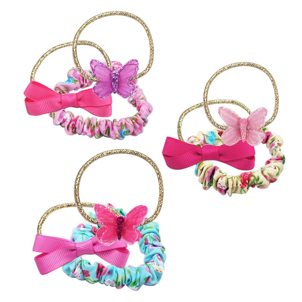 Pink Poppy Butterflies & Florals Hair Elastics - Assorted