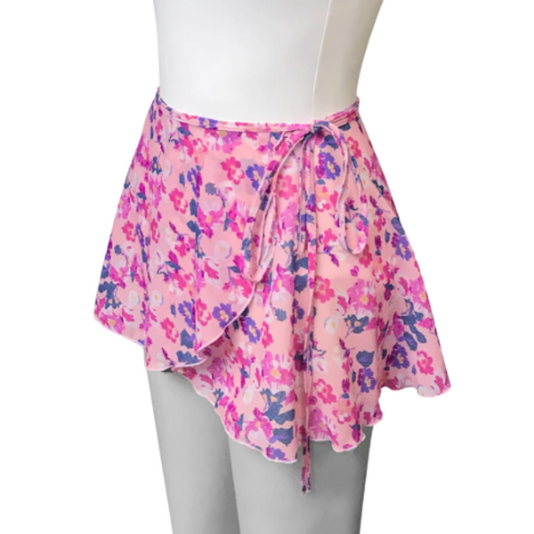 Children's Pink Floral Chiffon Wrap Skirt - One Size