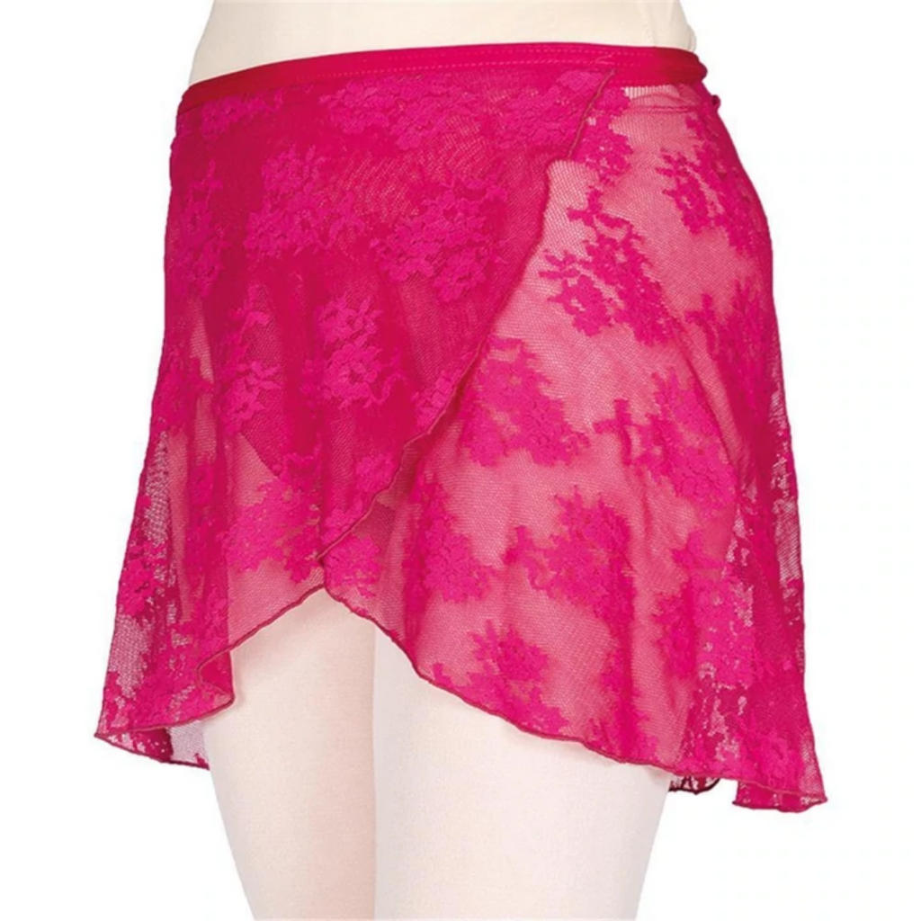 PW Dancewear Children's Lace Wrap Skirt - RASPBERRY