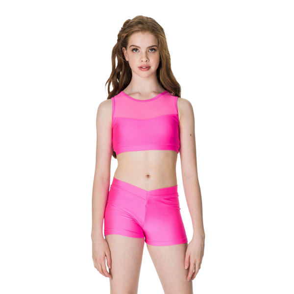 Studio 7 Children's Mesh Crop Top - Hot Pink