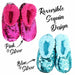 Slumbies Reversible Sequin Non-Slip Slippers/Socks - Turquoise