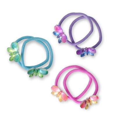 Pink Poppy Ombre Butterfly Hair Elastics