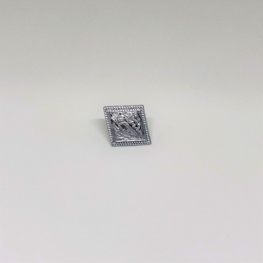 Diamond Thistle Button - Silver - Large