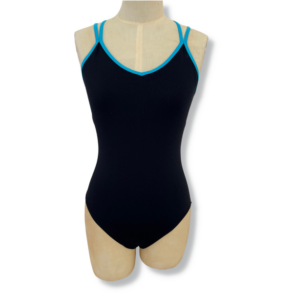 Criss-Cross Contrast Dance Leotard Turquoise